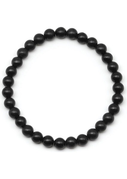 Shungite Doğal Taş Bileklik 6 mm Küre Kesim