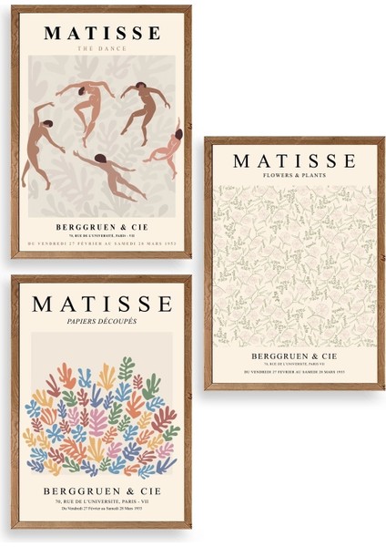 Matisse Üçlü Ahşap Çerçeveli Tablo