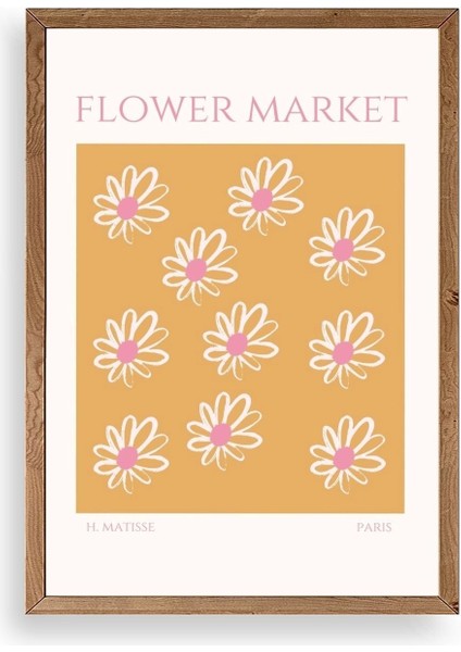 Çiçek Pazarı Ahşap Çerçeveli Tablo