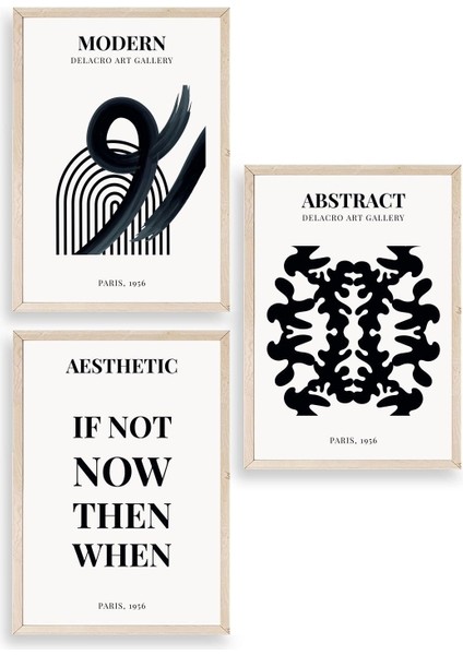 Modern Üçlü Ahşap Çerçeveli Tablo