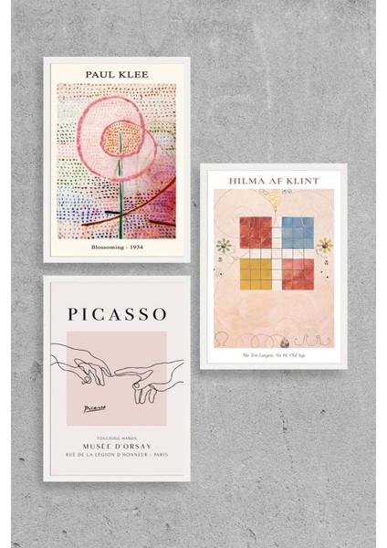 Ünlü Tablolar Üçlü Ahşap Çerçeveli Tablo