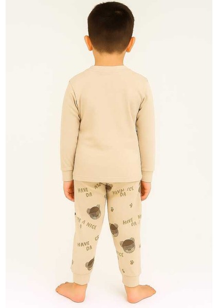 Ekru Ayıcık 4-5-6 Yaş Çocuk Alt Üst Takım Pijama Takım modelleri