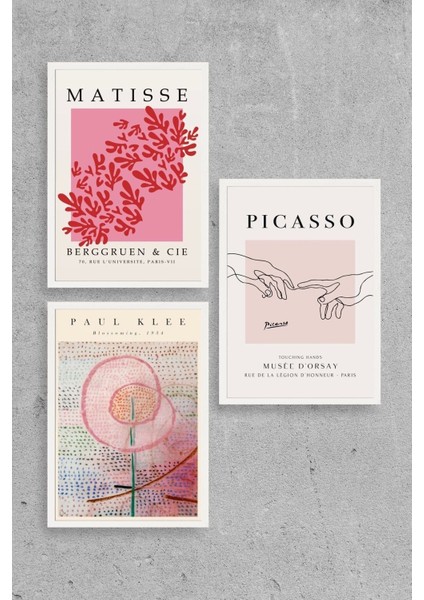 Ünlü Tablolar Üçlü Ahşap Çerçeveli Tablo