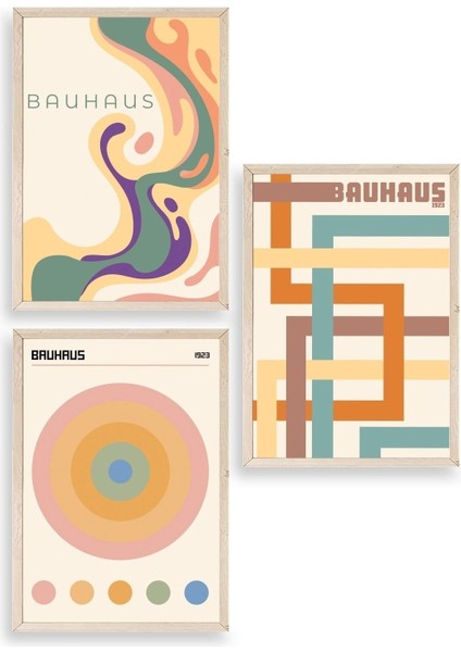 Bauhaus Üçlü Ahşap Çerçeveli Tablo