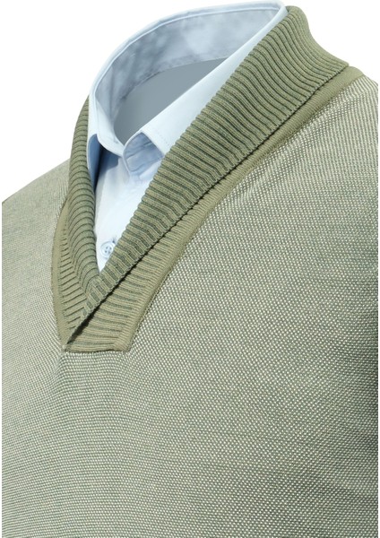 Erkek Şal Yaka Triko Süveter Noktalı Desen Klasik Kalıp - 5250H modelleri