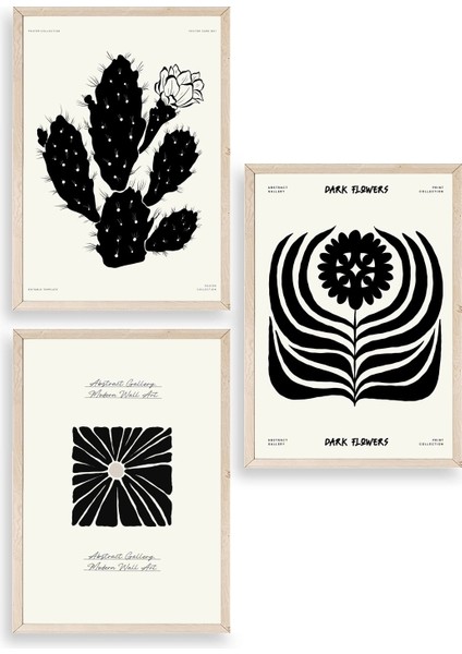 Modern Üçlü Ahşap Çerçeveli Tablo