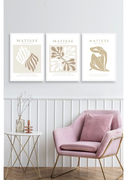 Matisse Üçlü Ahşap Çerçeveli Tablo