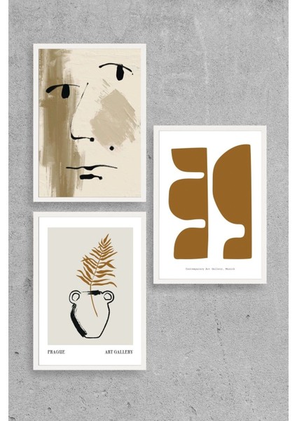 Modern Üçlü Ahşap Çerçeveli Tablo