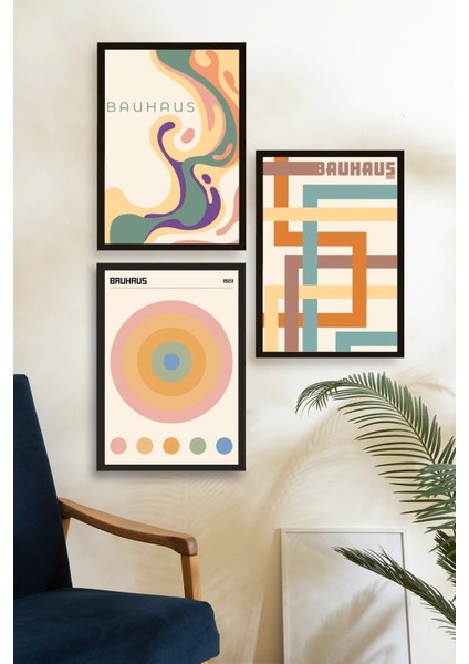 Bauhaus Üçlü Ahşap Çerçeveli Tablo fiyatları