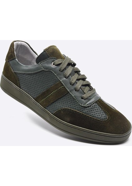 Hakiki Deri Sneaker Erkek Ayakkabı Haki 9870