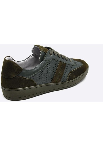 Hakiki Deri Sneaker Erkek Ayakkabı Haki 9870