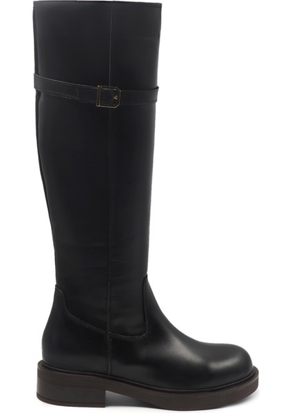 Siyah Klasik Deri Kadın Çizme modelleri