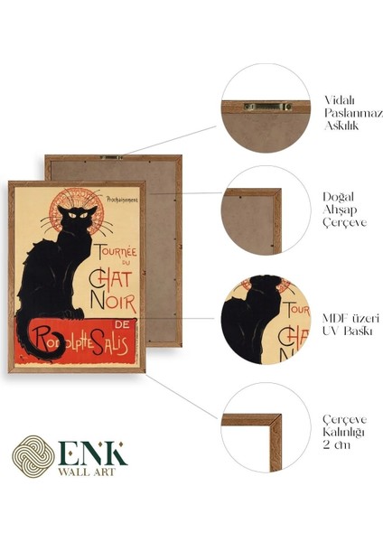 Chat Noir Ahşap Çerçeveli Tablo fırsatları