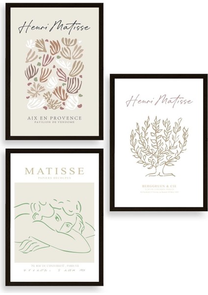 Matisse Üçlü Ahşap Çerçeveli Tablo