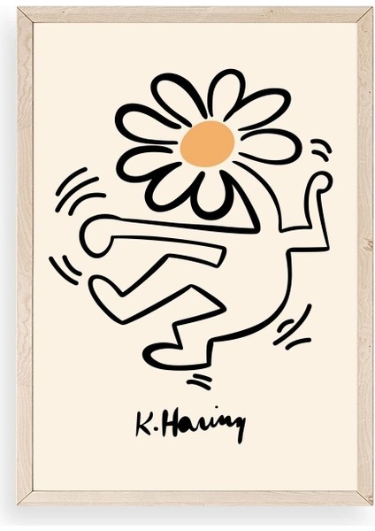 Keith Haring Ahşap Çerçeveli Tablo