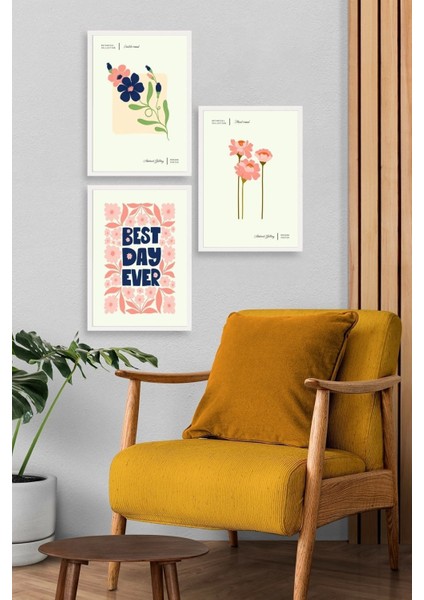 Soyut Üçlü Ahşap Çerçeveli Tablo modelleri