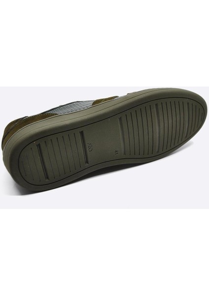 Hakiki Deri Sneaker Erkek Ayakkabı Haki 9870