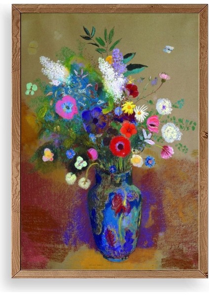 Çiçekler Ahşap Çerçeveli Tablo