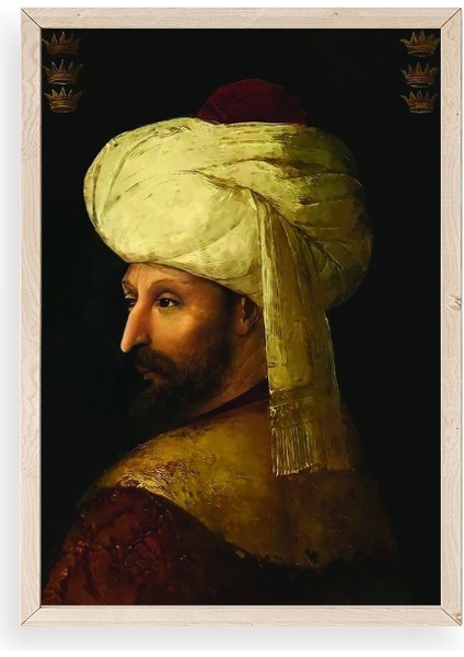 Fatih Sultan Mehmet Ahşap Çerçeveli Tablo