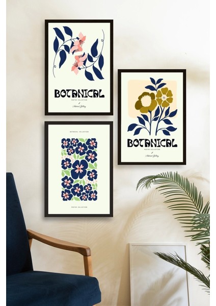 Botanik Üçlü Ahşap Çerçeveli Tablo fiyatları