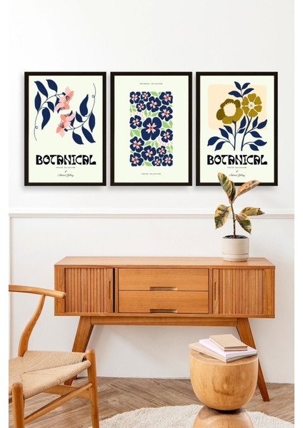 Botanik Üçlü Ahşap Çerçeveli Tablo modelleri