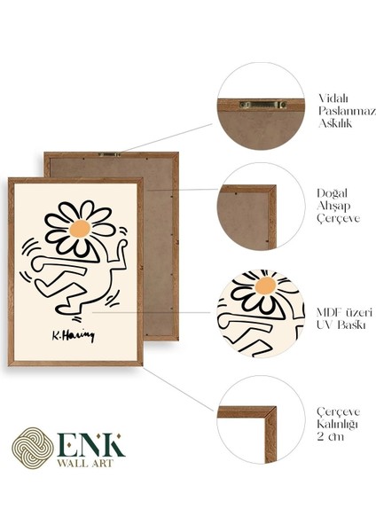 Keith Haring Ahşap Çerçeveli Tablo fırsatları