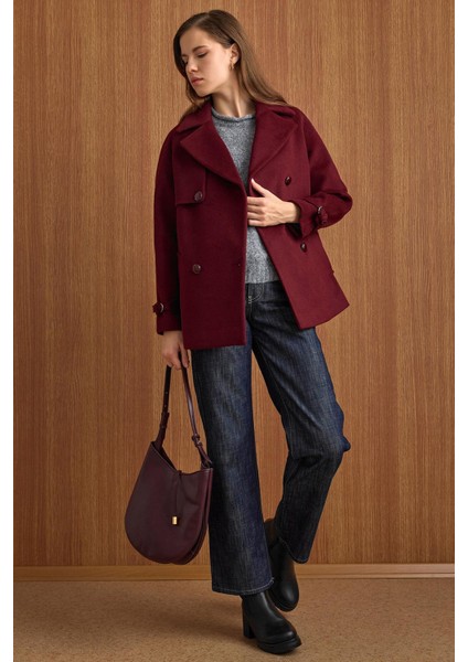 Pelerin ve Kol Patı Detaylı Kruvaze Kısa Kaban MÜRDÜM 3161 fırsatları