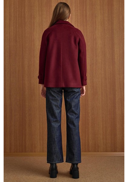 Pelerin ve Kol Patı Detaylı Kruvaze Kısa Kaban MÜRDÜM 3161