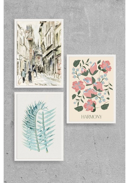 Harmony Üçlü Ahşap Çerçeveli Tablo