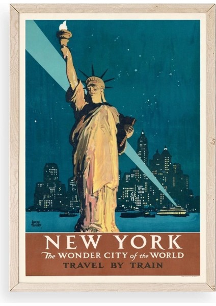 New York Ahşap Çerçeveli Tablo