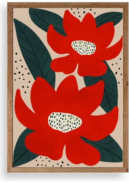 Çiçek Ahşap Çerçeveli Tablo