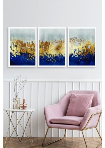 Soyut Üçlü Ahşap Çerçeveli Tablo fiyatları