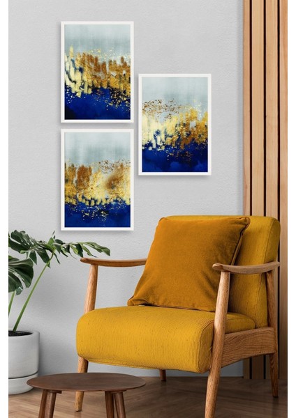 Soyut Üçlü Ahşap Çerçeveli Tablo modelleri