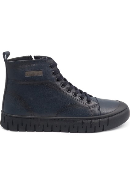 Lacivert Hakiki Deri Casual Erkek Bot modelleri