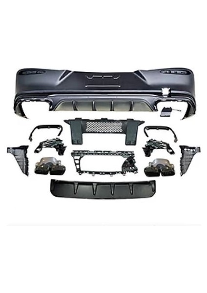 Mercedes Yeni Glc Serisi C254 GLC63 Amg Difüzör+Siyah Egzoz Ucu