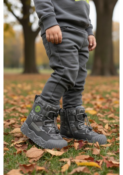 Gri Içi Kürklü Soğuğa Dirençli Kaymaz Erkek Çocuk Bot 22664 P modelleri