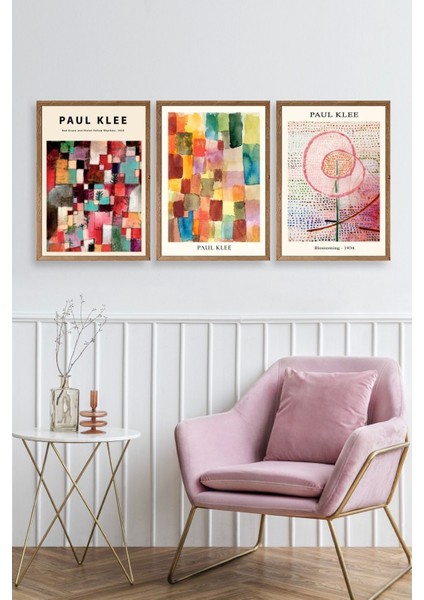 Paul Klee Üçlü Ahşap Çerçeveli Tablo fiyatları