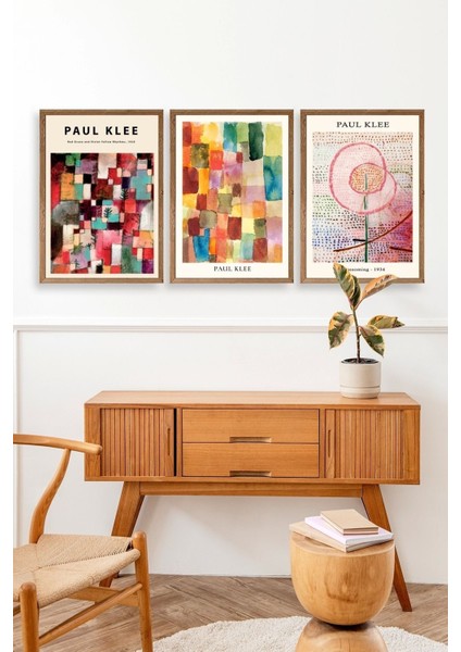 Paul Klee Üçlü Ahşap Çerçeveli Tablo modelleri