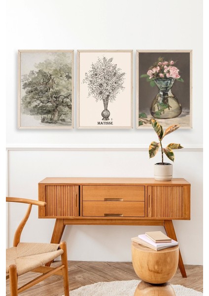 Matisse Üçlü Ahşap Çerçeveli Tablo modelleri