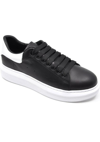 Hakiki Deri Erkek Sneaker Ayakkabı Siyah Beyaz 9838 fiyatları