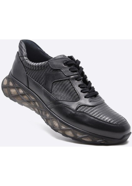 Hakiki Deri Siyah Sneaker Erkek Ayakkabı 9828 100