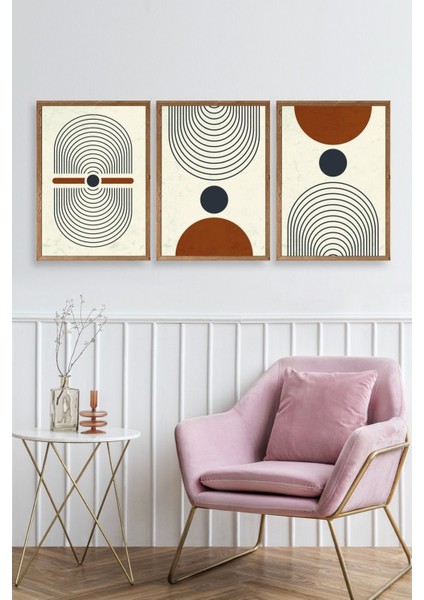 Rahatlatıcı Şekiller Üçlü Ahşap Çerçeveli Tablo fiyatları