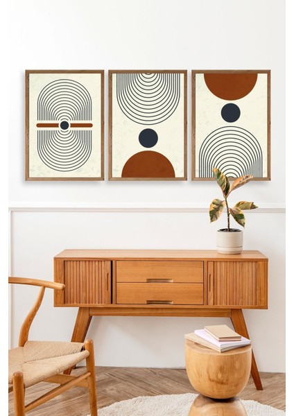 Rahatlatıcı Şekiller Üçlü Ahşap Çerçeveli Tablo modelleri