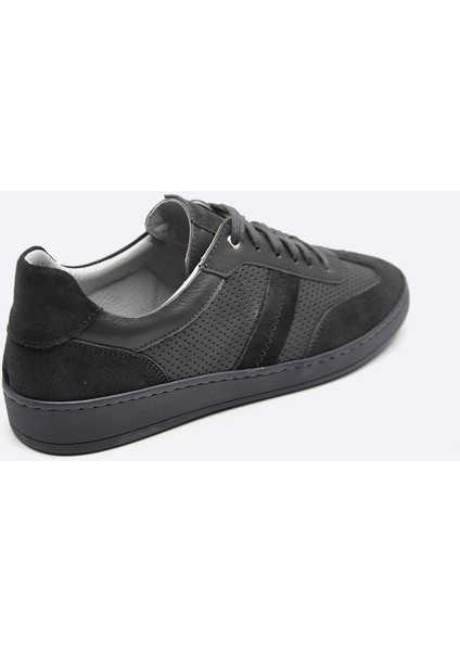 Hakiki Deri Sneaker Erkek Ayakkabı Gri 9870