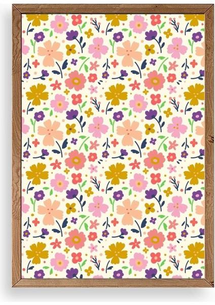 Çiçek Ahşap Çerçeveli Tablo