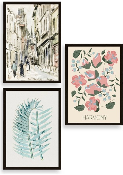Harmony Üçlü Ahşap Çerçeveli Tablo