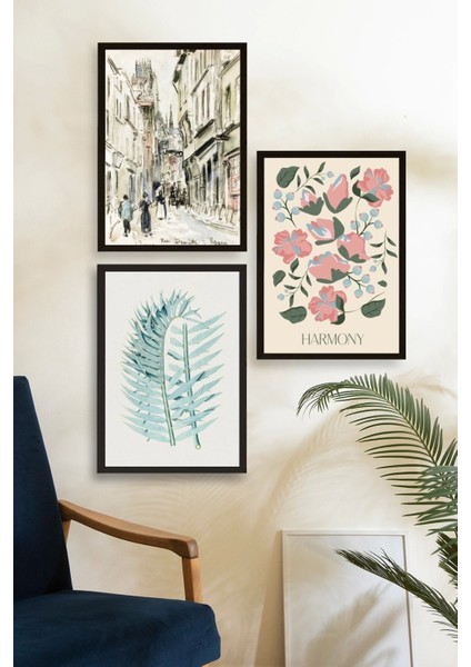 Harmony Üçlü Ahşap Çerçeveli Tablo fiyatları