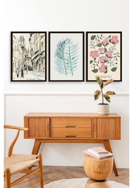 Harmony Üçlü Ahşap Çerçeveli Tablo modelleri