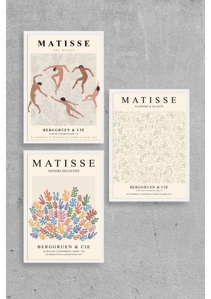 Matisse Üçlü Ahşap Çerçeveli Tablo