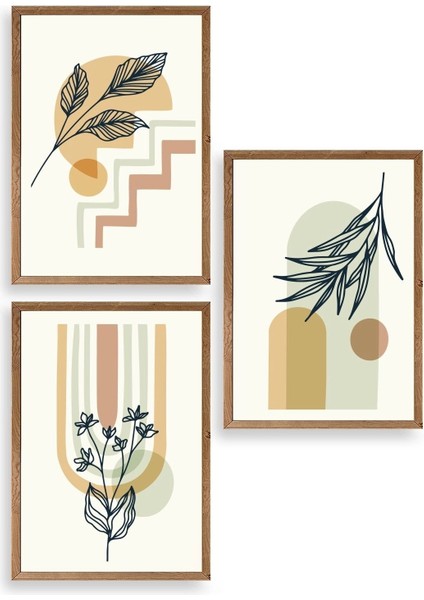 Manzara Üçlü Ahşap Çerçeveli Tablo